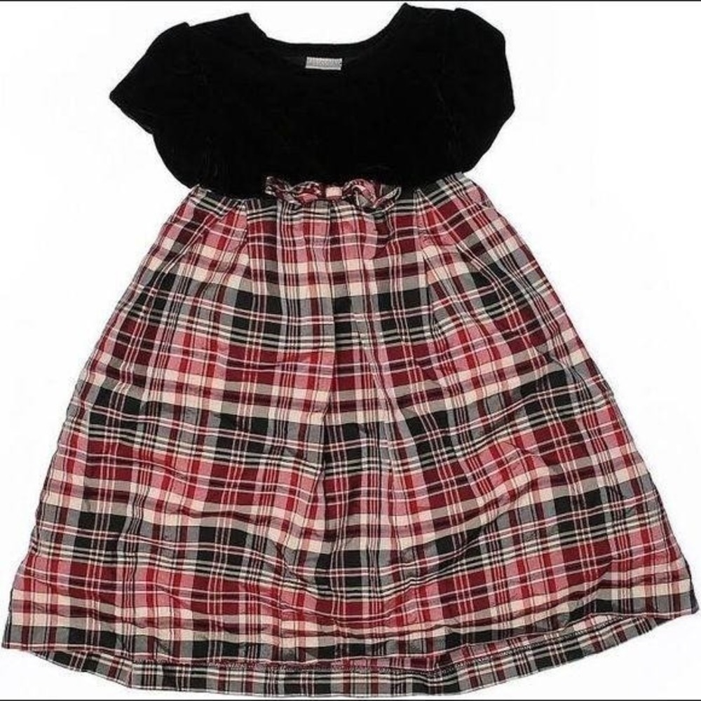 Perfectly Dressed Girls 4T Black Velvet Red Plaid Holiday Christmas Party Dress